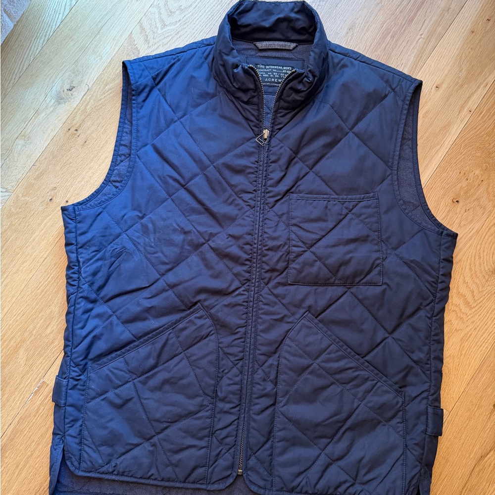 J. Crew Men's Quilted Timeless Navy Vest Medium